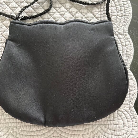 Vintage Almondo Black Evening Bag Beaded Trim Ruched Formal Clutch Purse EUC - Picture 4 of 8